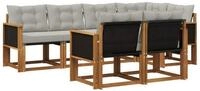 vidaXL Gartenlounge-Set Outdoor-Sofagarnitur 7 stk. Nat&uuml;rlich und Hellgrau,...