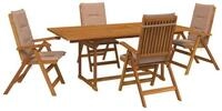 vidaXL Gartenlounge-Set 5-teiliges Garten-Esszimmer-Set Natur Massivholz