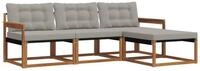 vidaXL Gartenlounge-Set Outdoor-Sofagarnitur 4 stk. Nat&uuml;rlich und Hellgrau,...