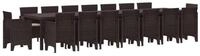 vidaXL Loungeset vidaXL Garten-Esszimmergarnitur mit Kissen 17 stk. Braun PP