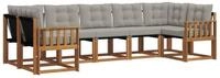 vidaXL Gartenlounge-Set Outdoor-Sofagarnitur 7 stk. Nat&uuml;rlich und Hellgrau,...