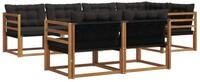 vidaXL Gartenlounge-Set Outdoor-Sofagarnitur 7 stk. Nat&uuml;rlich und Schwarz,...