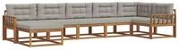vidaXL Gartenlounge-Set Outdoor-Sofagarnitur 7 stk. Nat&uuml;rlich und Hellgrau,...