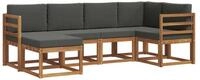 vidaXL Gartenlounge-Set Outdoor-Sofagarnitur 6 stk. Natur und Anthrazit, (6-tlg)