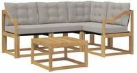 vidaXL Gartenlounge-Set Outdoor-Sofagarnitur 5 stk. Wei&szlig; und Hellgrau, (5-tlg)