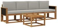 vidaXL Gartenlounge-Set Outdoor-Sofagarnitur 4 stk. Nat&uuml;rlich und Hellgrau,...