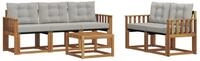 vidaXL Gartenlounge-Set Outdoor-Sofagarnitur 6 stk. Nat&uuml;rlich und Hellgrau,...