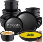 tectake Geschirr-Set Una Tafelservice aus Steingut f&uuml;r 6 Personen (24-tlg), 6