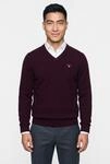V-Ausschnitt-Pullover GANT "SUPERFINE LAMBSWOOL V-NECK", Herren, Gr. S, lila