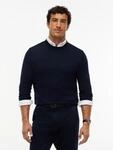 Wollpullover TOMMY HILFIGER "NY MERINO CREWNECK SWEATER", Herren, Gr. S, navy blau,