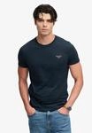Rundhalsshirt SUPERDRY "ESSENTIAL SERIF LOGO EMB TEE", Herren, Gr. S, eclipse navy,