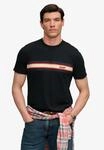 Rundhalsshirt SUPERDRY "OUTDOOR STRIPE LOGO RLXD TEE", Herren, Gr. S, phantom schwarz