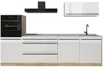 Vicco K&uuml;chenzeile R-Line, Wei&szlig; Hochglanz/Goldkraft Eiche, 280 cm ohne...