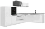 Vicco Winkelk&uuml;che R-Line, Wei&szlig; Hochglanz/Wei&szlig;, 347 x cm Arbeitsplatte Marmor...