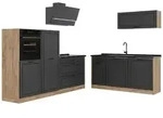 Vicco K&uuml;chenzeile R-Line, Anthrazit Landhaus/Goldkraft Eiche, 220 cm...