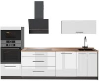 Vicco K&uuml;chenzeile Fame-Line, Wei&szlig; Hochglanz/Anthrazit, 280 cm, AP Eiche