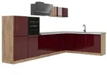 Vicco Winkelk&uuml;che R-Line, Rot Hochglanz/Goldkraft Eiche, 347 x cm Arbeitsplatte