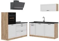 Vicco K&uuml;chenzeile R-Line, Wei&szlig; Landhaus/Goldkraft Eiche, 160 cm Arbeitsplatte
