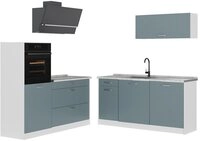Vicco K&uuml;chenzeile R-Line, Blau-Grau/Wei&szlig;, 160 cm ohne Arbeitsplatte