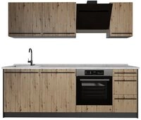 Vicco K&uuml;chenzeile R-Line, Artisan-Eiche/Anthrazit, 220 cm, AP Marmor