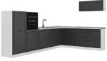 Vicco Winkelk&uuml;che R-Line, Anthrazit Landhaus/Wei&szlig;, 327 x cm Arbeitsplatte...