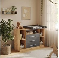 Vicco Wickelkommode Olina, Goldkraft Eiche/Anthrazit, 138.3 x 93 cm goldfarben