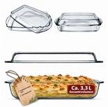 BigDean Auflaufform Rechteckige Glas-Auflaufform mit Deckel & Griffen...