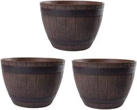 Jinfa Pflanzk&uuml;bel aus Kunststoff Miniteich Weinfassoptik Blumen&ouml;pfe, 1, 3, 6...