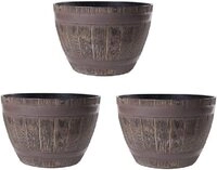 Jinfa Pflanzk&uuml;bel aus Kunststoff Miniteich Weinfassoptik Blumen&ouml;pfe, 1, 3, 6...