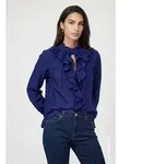 Monari R&uuml;schenbluse Bluse Volants Regular fit mit Volants blau XS (34)