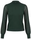 Rundhalspullover ZERO "Feinstrickpullover mit Spitzen&auml;rmeln", Damen, Gr. 44, blau