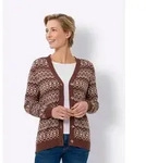 Sieh an! Strickjacke Strickjacke Langarm Jacquard braun|rot 44