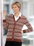 Jacquardstrickjacke CLASSIC BASICS, Damen, Gr. 44, braun (rotbraun, champagner,