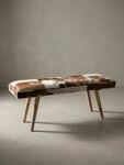 KADIMA DESIGN Sitzbank Sitzbank Ziegenfell / Massivholz Bank 120 x 40 x 52 cm,