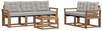 vidaXL Gartenlounge-Set Outdoor-Sofagarnitur 6 stk. Nat&uuml;rlich und Hellgrau,...