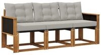 vidaXL Gartenlounge-Set Outdoor-Sofagarnitur 3 stk. Nat&uuml;rlich und Hellgrau,...