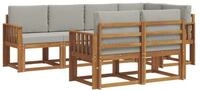 vidaXL Gartenlounge-Set Outdoor-Sofagarnitur 7 stk. Nat&uuml;rlich und Hellgrau,...