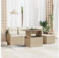 vidaXL Gartenlounge-Set vidaXL Gartensofa-set 6 stk. Beige Poly Rattan