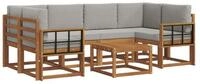 vidaXL Gartenlounge-Set Outdoor-Sofagarnitur 7 stk. Nat&uuml;rlich und Hellgrau,...