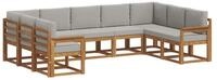vidaXL Gartenlounge-Set Outdoor-Sofagarnitur 9 stk. Nat&uuml;rlich und Hellgrau,...