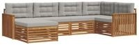 vidaXL Gartenlounge-Set Outdoor-Sofagarnitur 6 stk. Nat&uuml;rlich und Hellgrau,...