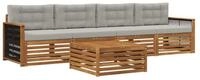 vidaXL Gartenlounge-Set Outdoor-Sofagarnitur 5 stk. Nat&uuml;rlich und Hellgrau,...