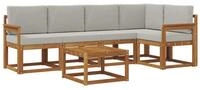 vidaXL Gartenlounge-Set Outdoor-Sofagarnitur 6 stk. Nat&uuml;rlich und Hellgrau,...