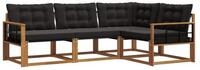 vidaXL Gartenlounge-Set Outdoor-Sofagarnitur 4 stk. Nat&uuml;rlich und Schwarz,...