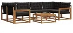 vidaXL Gartenlounge-Set Outdoor-Sofagarnitur 7 stk. Nat&uuml;rlich und Schwarz,...