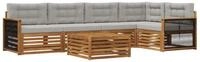 vidaXL Gartenlounge-Set Outdoor-Sofagarnitur 6 stk. Nat&uuml;rlich und Hellgrau,...