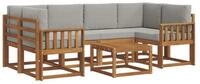 vidaXL Gartenlounge-Set Outdoor-Sofagarnitur 7 stk. Nat&uuml;rlich und Hellgrau,...