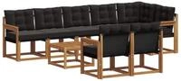 vidaXL Gartenlounge-Set Outdoor-Sofagarnitur 9 stk. Nat&uuml;rlich und Schwarz,...