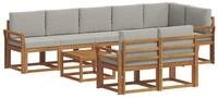 vidaXL Gartenlounge-Set Outdoor-Sofagarnitur 9 stk. Nat&uuml;rlich und Hellgrau,...