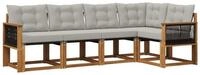 vidaXL Gartenlounge-Set Outdoor-Sofagarnitur 5 stk. Nat&uuml;rlich und Hellgrau,...